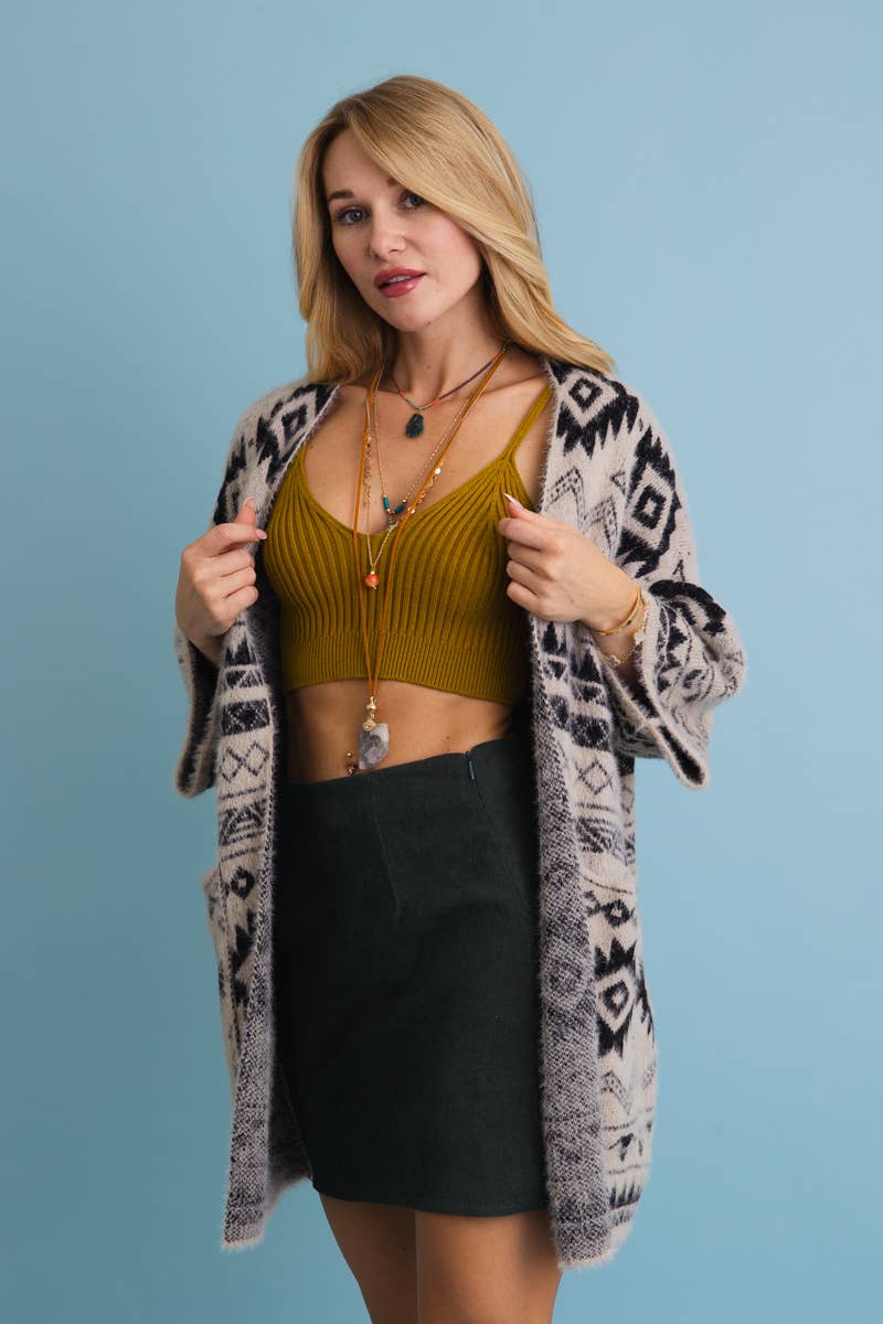 Leto Accessories – wholesale Cardigan – Women’s – Aztec Soft Knit cardigan with Tribal Print - Western Vibe 🌵2