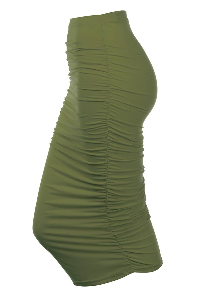 NINEXIS - Wholesale Skirt - Women's - CWBMS070_Slim Fit Ruched Long Pencil Skirt43