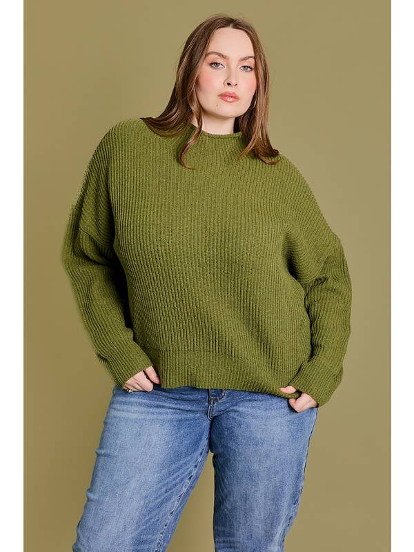 GILLI - Wholesale Knit Sweater - Women's - Plus Mock Neck Cocoon Sleeve Sweater