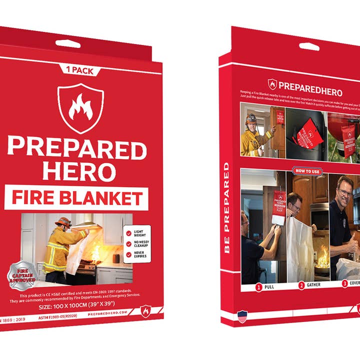 Prepared Hero - Wholesale Safety Equipment - Emergency Fire Blanket - Display Tray - 7 units1