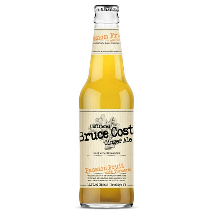 L&F Universal Goods - Wholesale Soda/Carbonated Drink - BRUCE COST PASSION FRUIT TUMERIC GINGER ALE SODA 12OZ/24PK