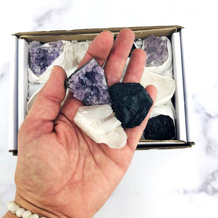 Amethyst, Tourmaline, or Crystal Cluster by the Stone for wholesale by Rock Paradise