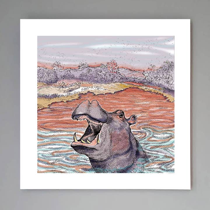 Impressão artística de “Hipopótamo” por atacado de Fay's Studio