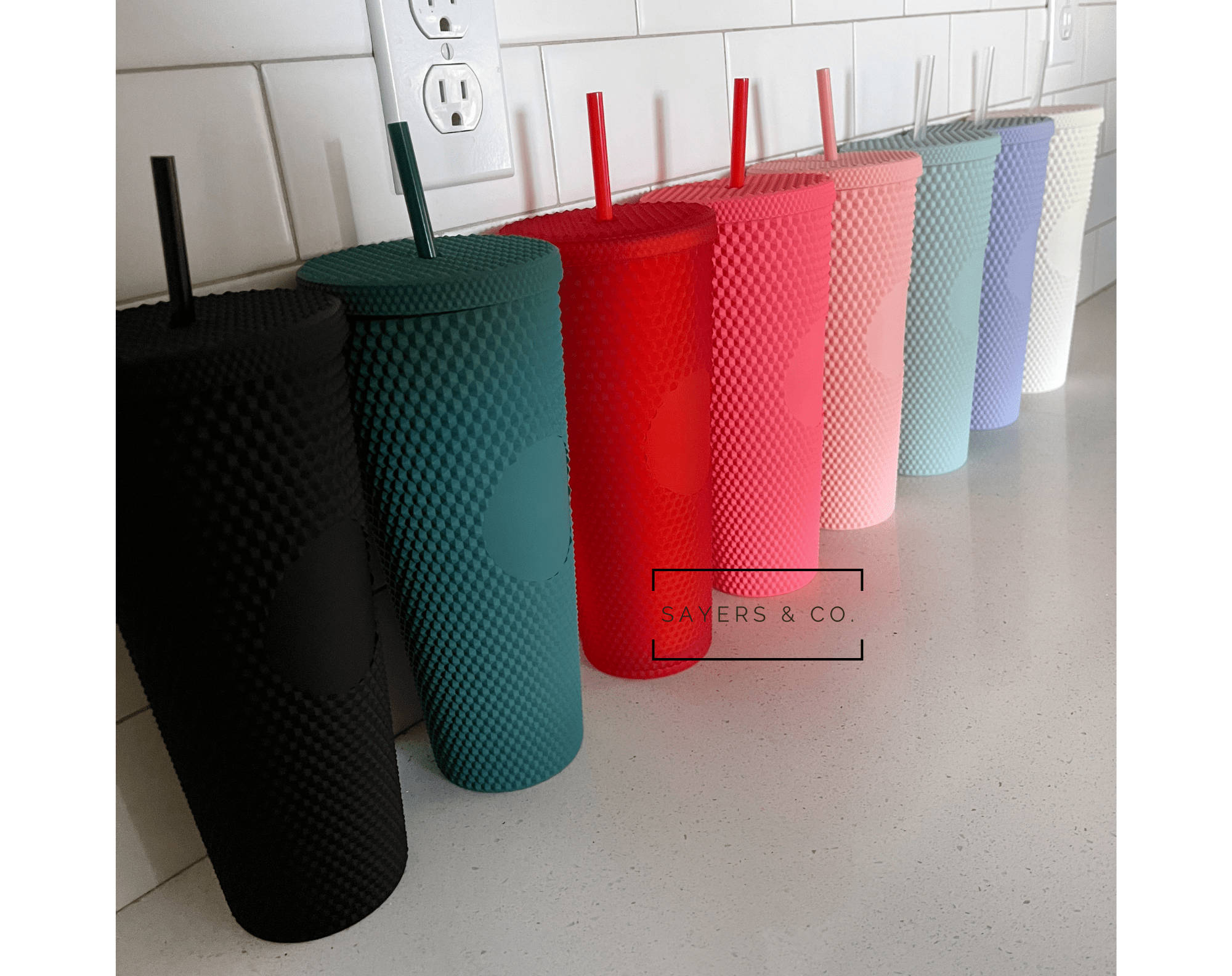 Matte Black 24oz Matte & Glossy Studded Double Walled Tumbler for wholesale on Faire11