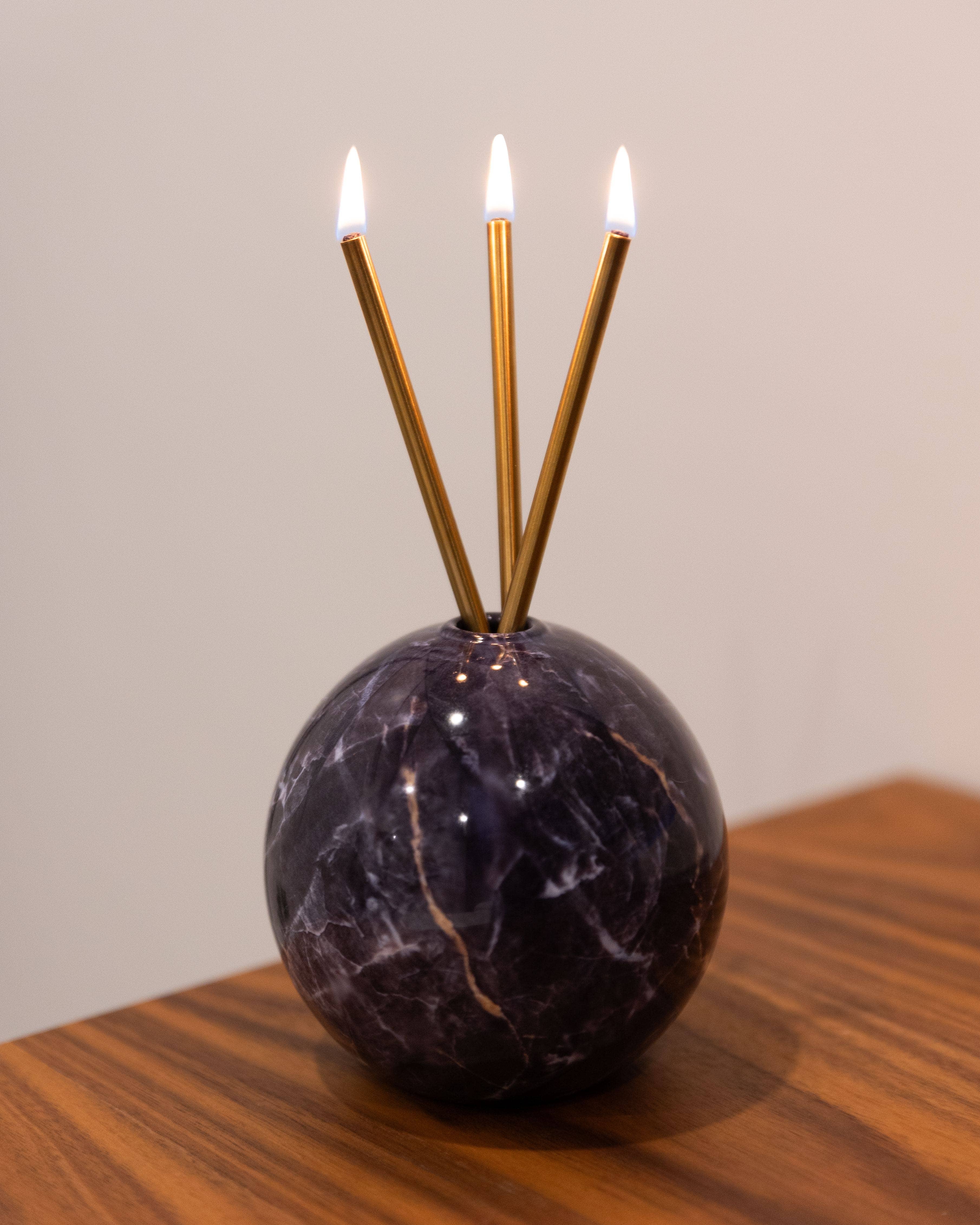 Everlasting Candle Co. - Wholesale Candle Holder - Neva Vase, Charcoal Marble Candle Holder [x6 Vases]9