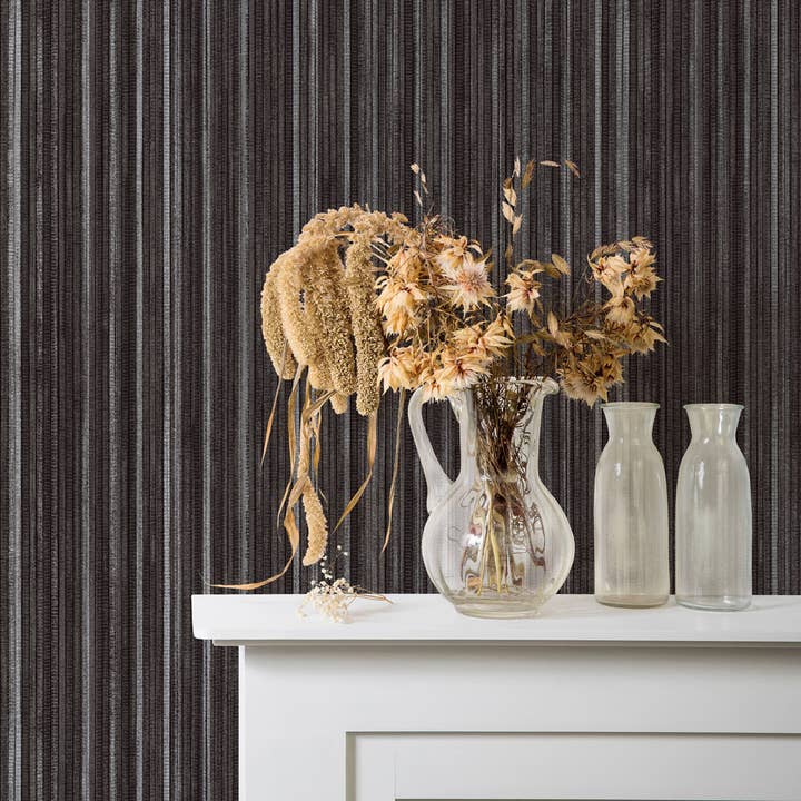 Tempaper & Co ® - Wholesale Wallpaper - Faux Grasscloth Black Peel and Stick Wallpaper, 28 sq. ft.1