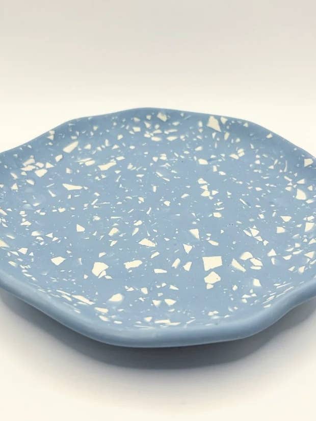 Blue and White Terrazzo Wavy Tray, Wavy Dish, Fun Curved Dis for wholesale by Coast By Madison