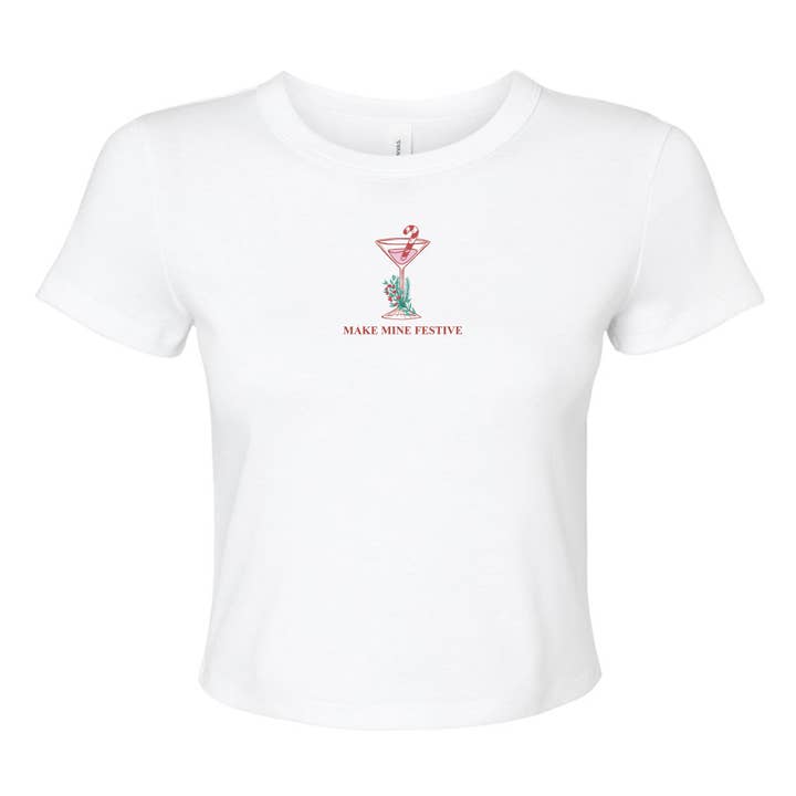 femfetti - Wholesale Screen Printed T-Shirt - Women's - Make My Martini Festive Micro Rib Baby Tee
