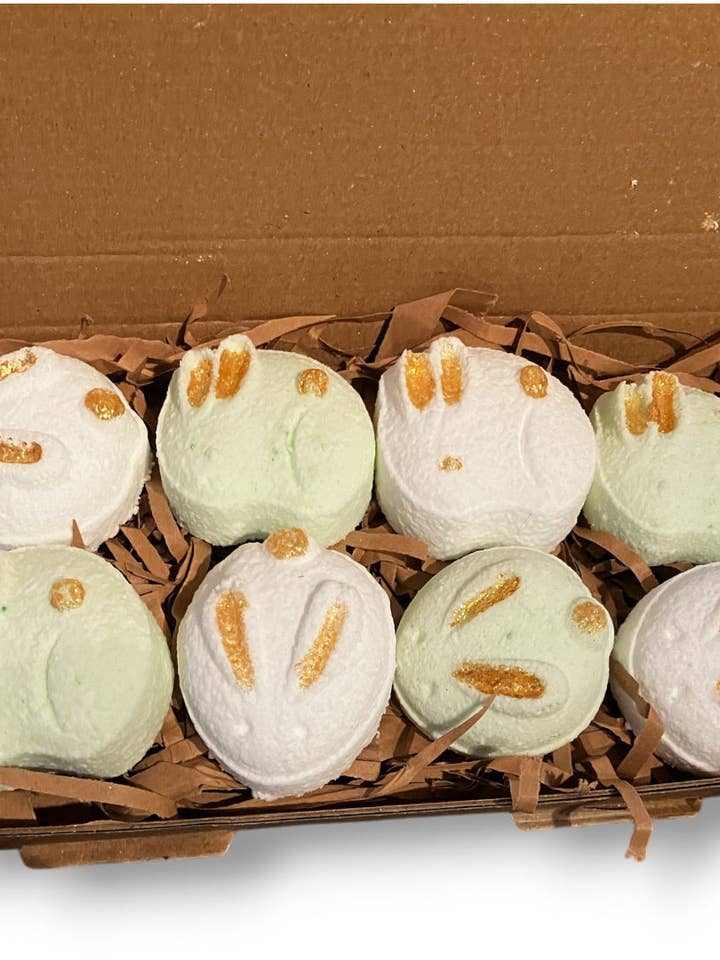 Large Bunny Bath Bomb Gift Box in Coconut and Orange, Basil and Lime for wholesale by The Stuff I Love