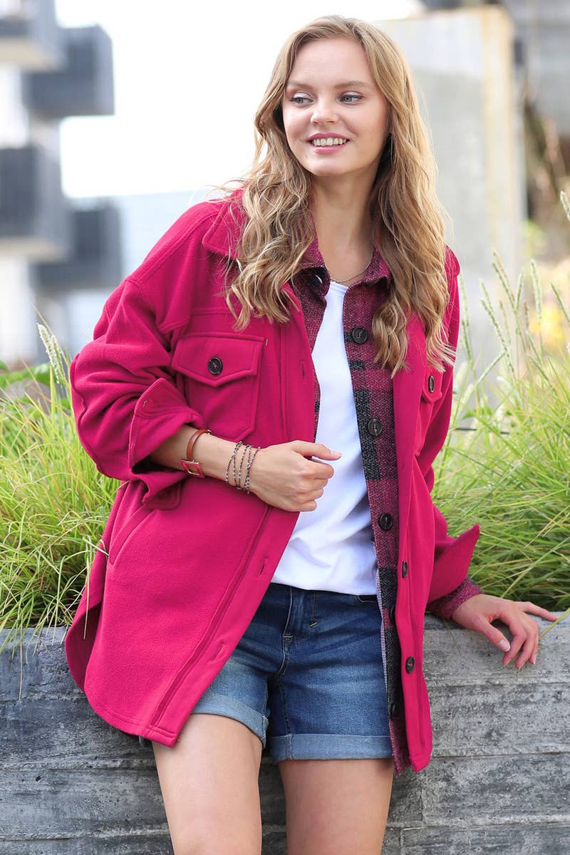 42POPS – Casaco camiseiro – Mulher por atacado – Sobrecamisa de Lã Sobredimensionada c/ remendo no cotovelo24