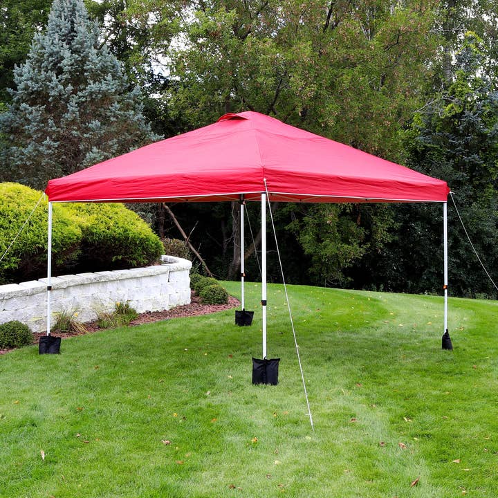 Sunnydaze Decor - Wholesale Sports & Outdoor - Premium Pop-Up Canopy with Sandbags - 12 ft x 12 ft - Red0