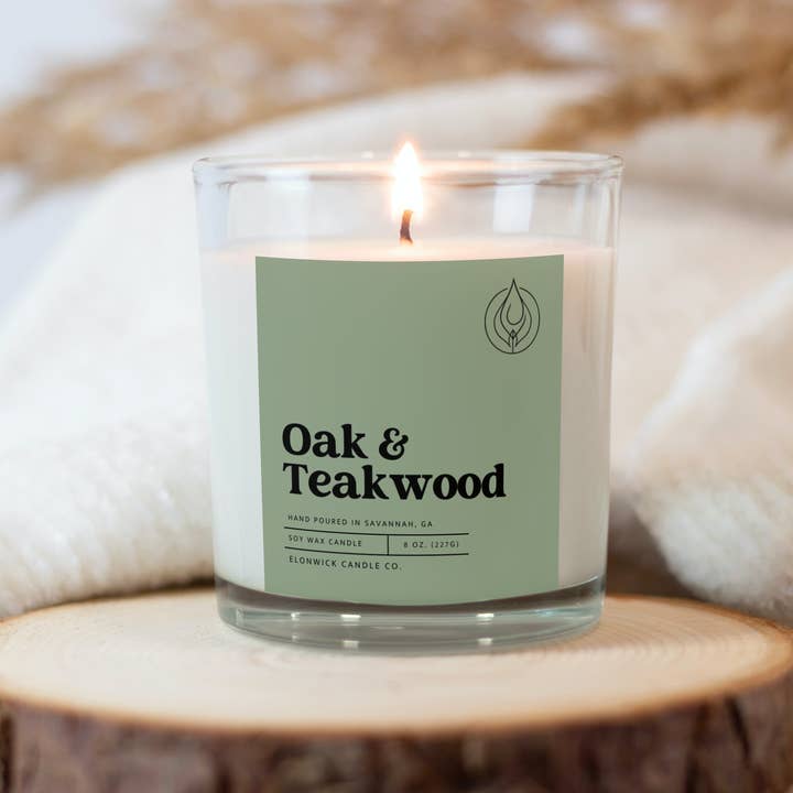 Oak & Teakwood for wholesale by ElonWick Candle Co.