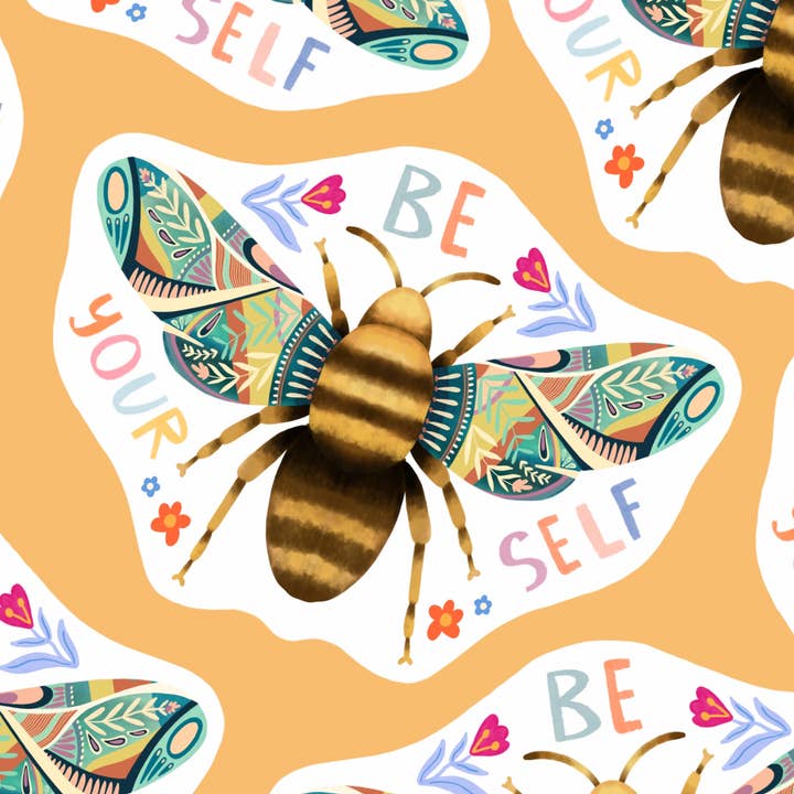 Var dig själv Bumble Bee Vattentät klistermärke för wholesale av The Sunshine Bindery