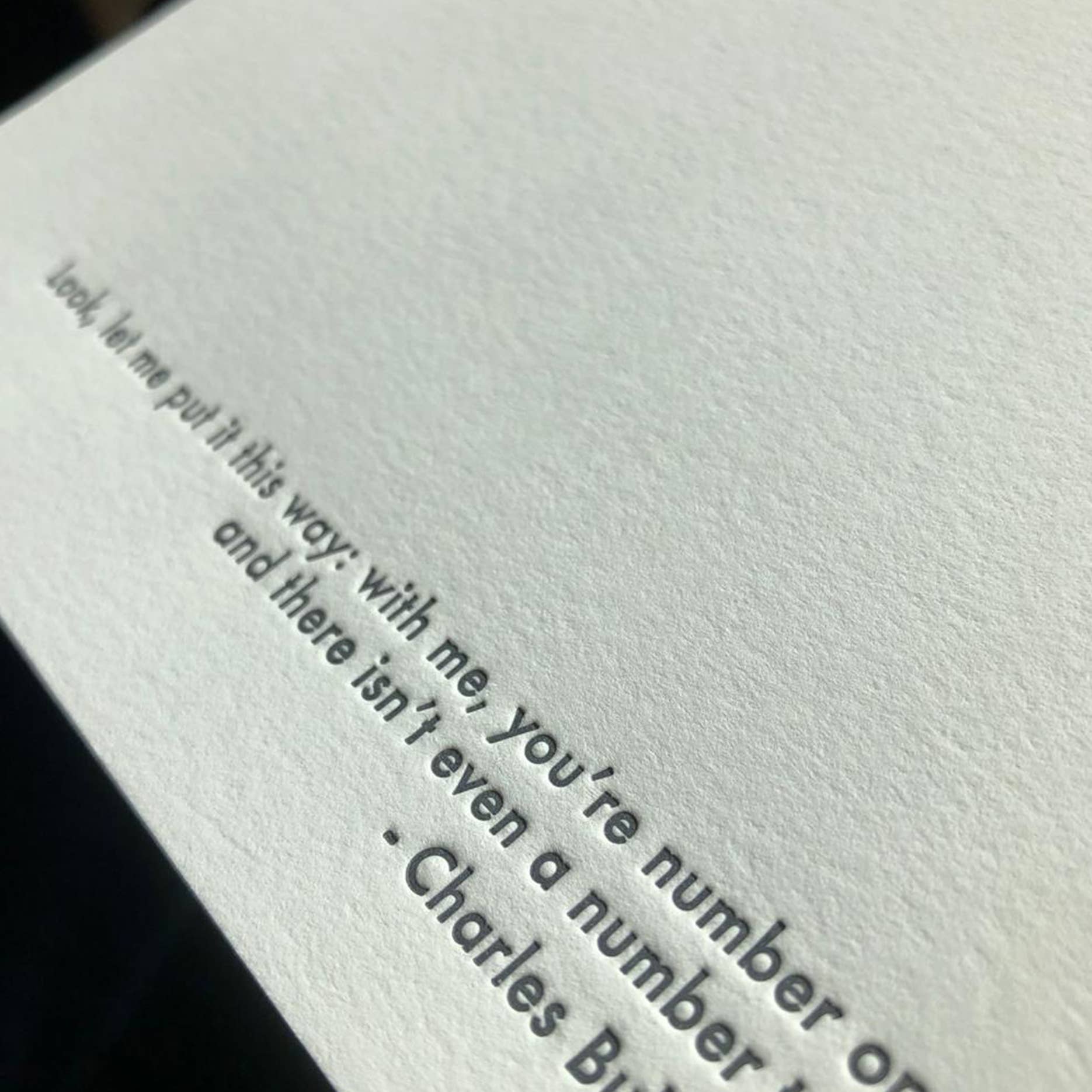 Willowcrest Press – wholesale Love card – Charles Bukowski- You're Number One (Letterpress Greeting)1