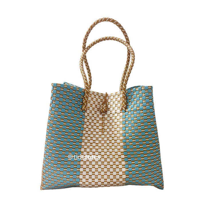 Duchess Capri – Bolso de Diseñador en Tejido Aqua, Blanco y Arena para venta al por mayor de Pure Di Casa