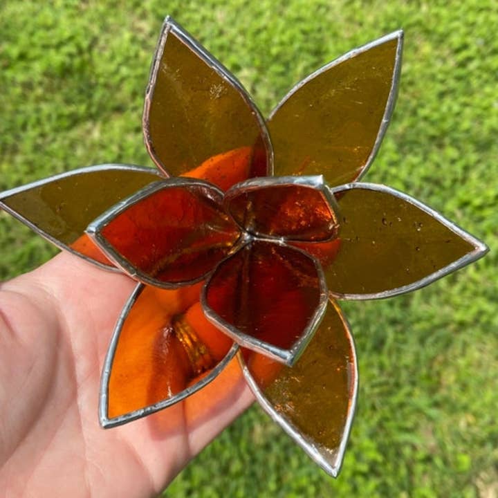 Fall Inspired 3D Stained Glass Succulent Plant Sculpture for wholesale by AG Glass Studio