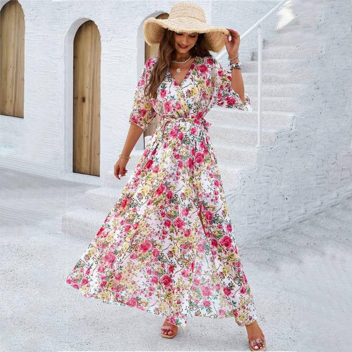 Naomi's Happy Place Shop - Wholesale Dress - Women's - Women's spring/summer elegance printed waist dress