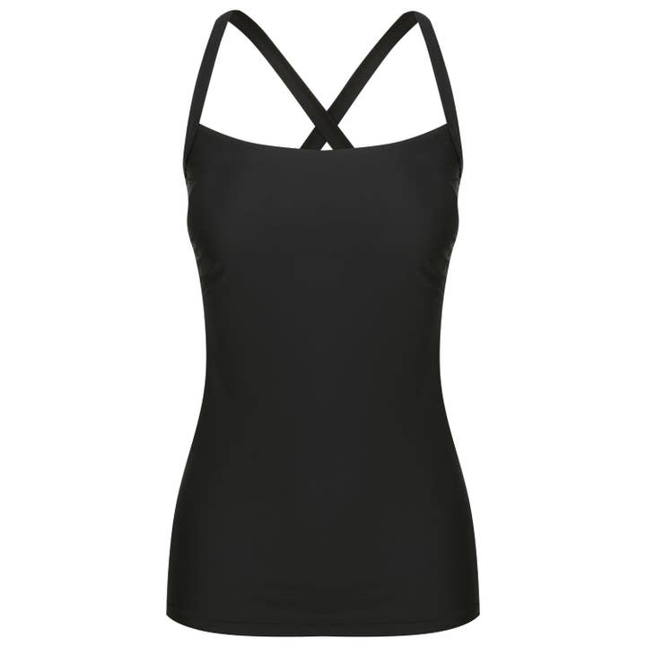 Giselle Tankini Top - Zwart op Zwart voor wholesale door Infamous Swim