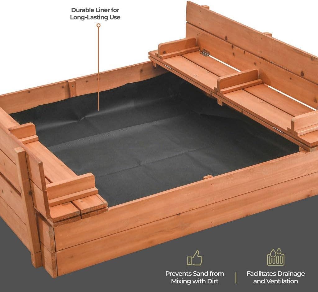 Play22 - Vente Jouet en bois – enfant - Grande bac à sable en bois pour enfants avec couvercle2