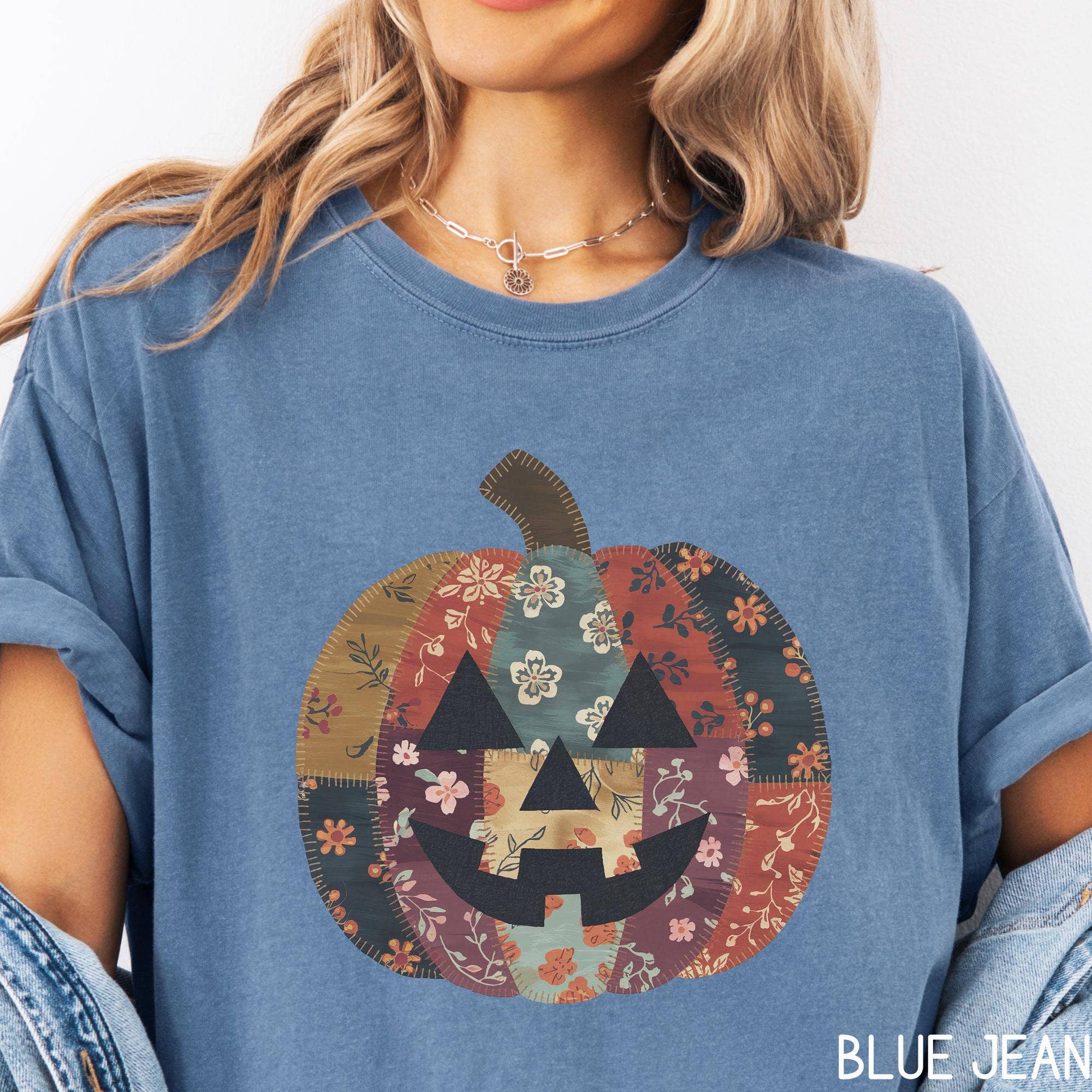 NVC Ecommerce LLC - Wholesale T-Shirt (Graphic) - Women's - Patchwork Pumpkin Shirt, Boho Fall, Halloween Sweatshirt1