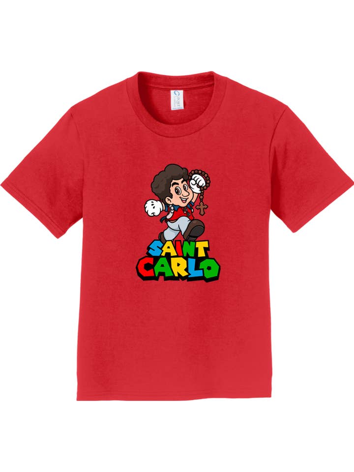 Sock Religious - Wholesale Screen Printed T-Shirt - Kids - Super St. Carlo Acutis Youth T-Shirt6