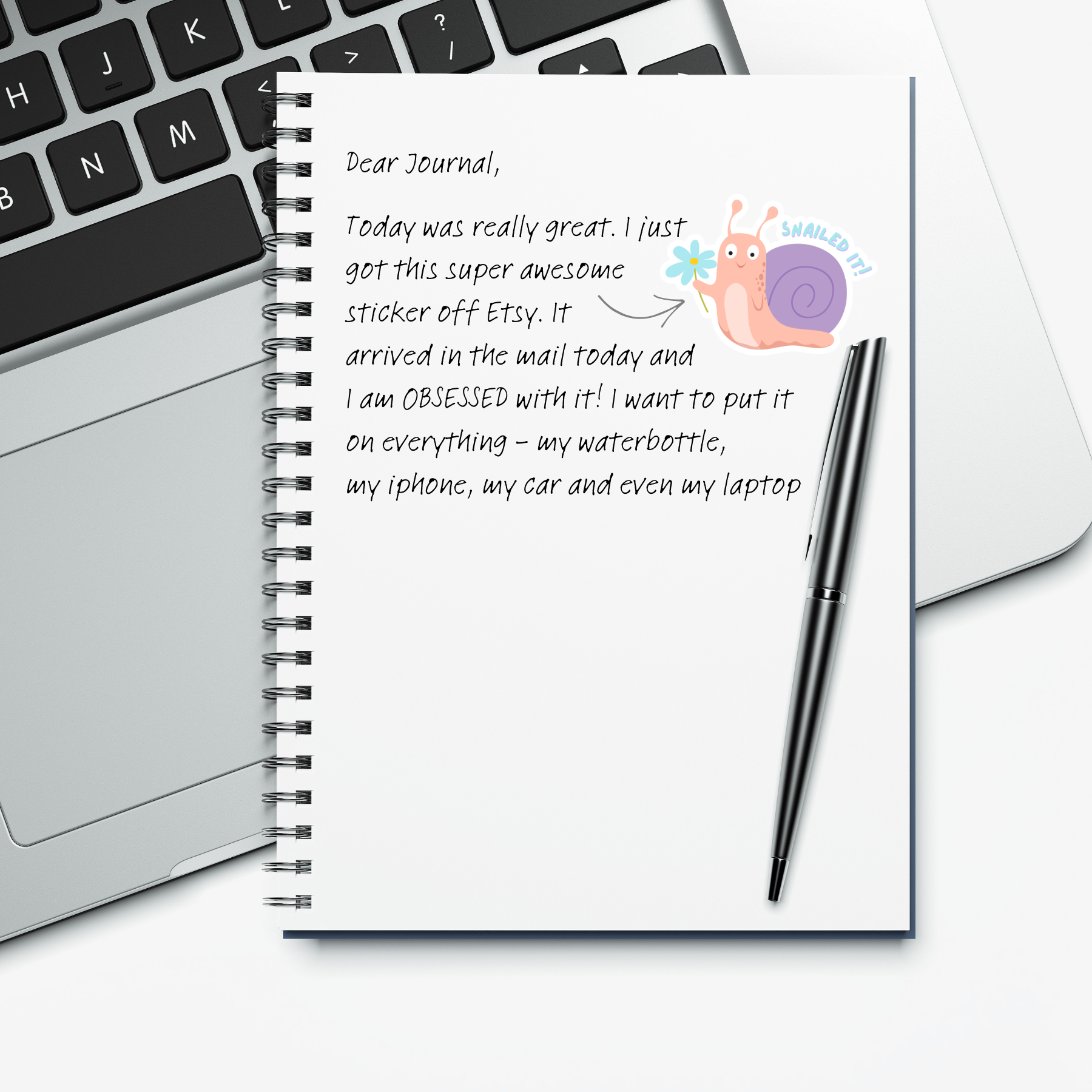 Coyote Color – wholesale Sticker – Cute Snail Sticker "Snailed It"  (Waterproof & UV Safe)4