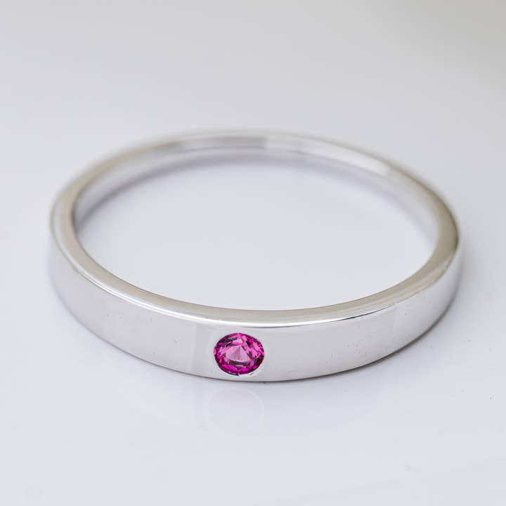 Sterling Silver Baby Ring with Ruby CZ for Children & Kids for wholesale by Cherished Moments