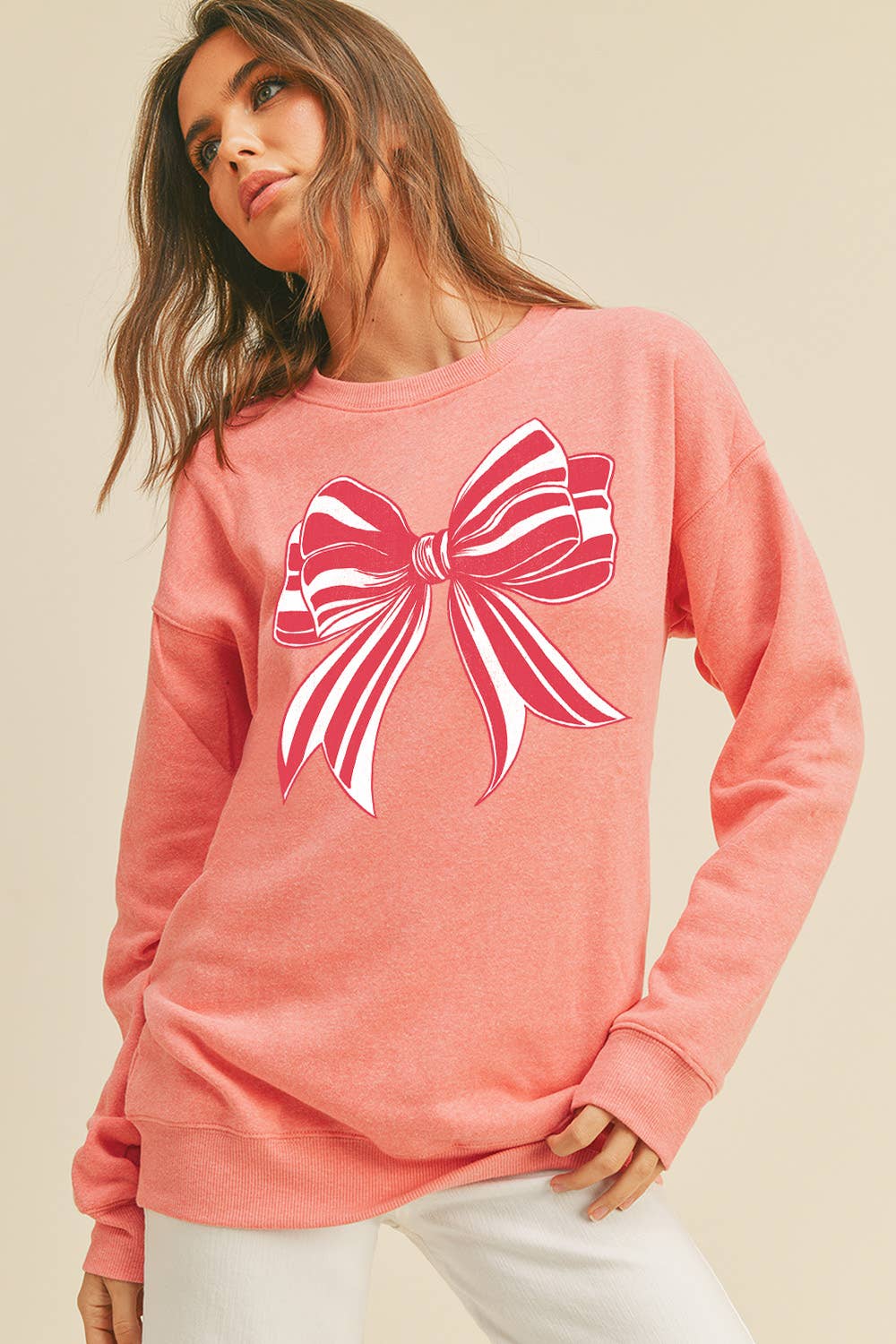 Honestee - Wholesale Sweatshirt - Women's - Bow Long Sleeve Sweatshirt7