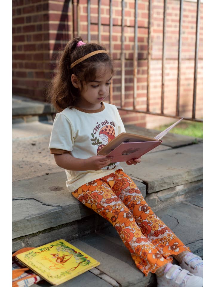 Strawberry Jam Kids - Wholesale Pants - Kids - 70s Flower Power Jersey Knit Bell Bottoms Kid Fall Winter
