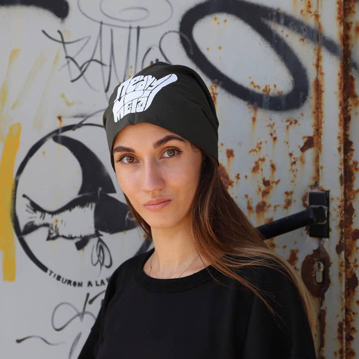 245 Heavy Metal Beanie Hat - Dark green Jersey beanies for wholesale by Purple Sardine