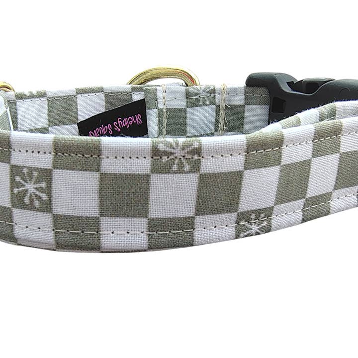 Checkered Snowflake Dog Collar for wholesale by Shelby's Squad