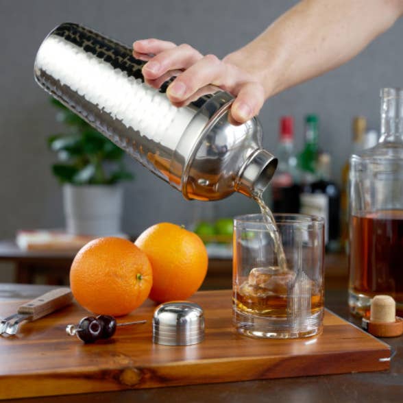 Viski - Wholesale Cocktail Shaker - Irvingâ„¢ Hammered Stainless Steel Cocktail Shaker