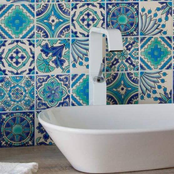 Dyari - Vendita all'ingrosso Mattonelle - Eau V 5 | Piastrella decorativa in ceramica dipinta a mano 10 x 10 cm3