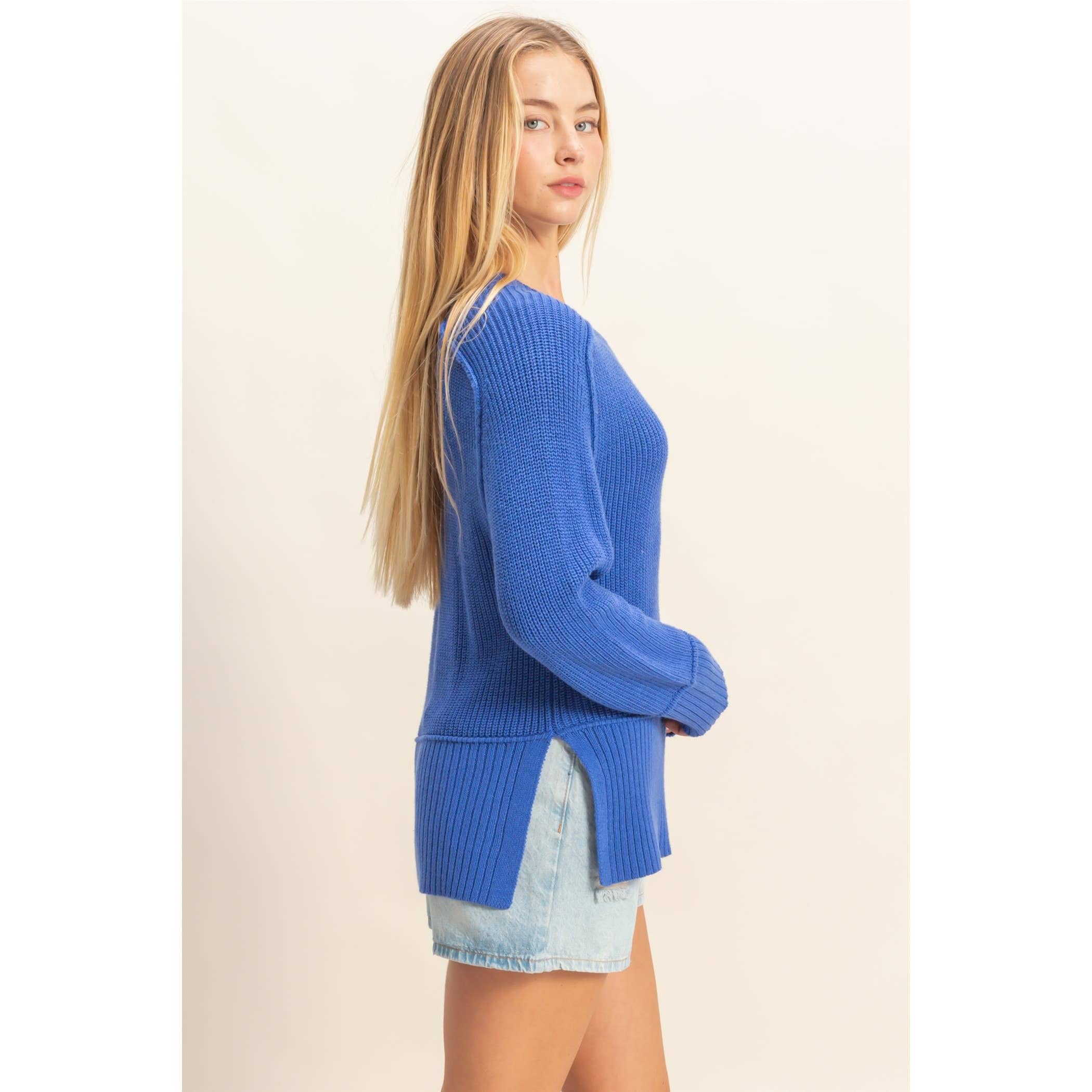 HYFVE - Wholesale Knit Sweater - Women's - Raglan Long Sleeve Side Slit Sweater8