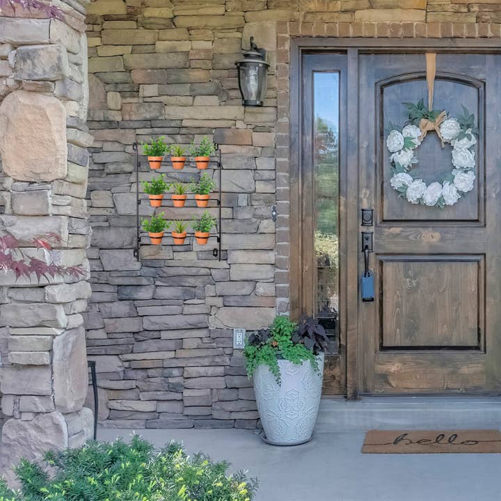 Kurated Korner - Wholesale Wall planter - AuldHome Design Mini Clay Pot Hanging Rack 10