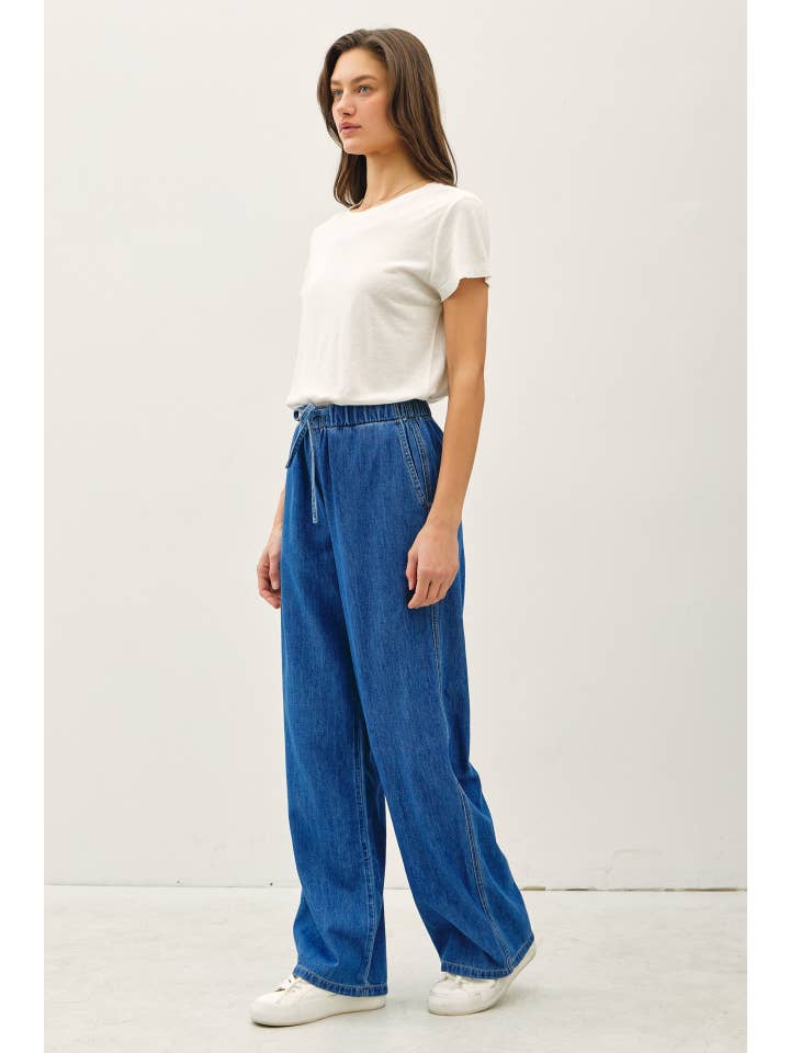 Be Cool - Wholesale Pants - Women's - DENIM LOOK WIDE LEG PANTS