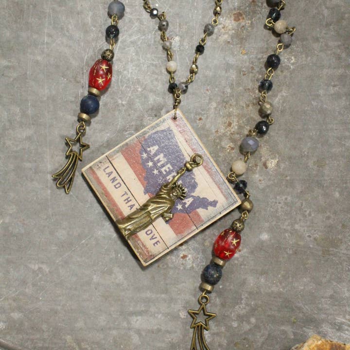 The Primitive Peddler, Inc. - Wholesale Pendant/Charm Necklace - Land That I Love Layered Lariet Necklace