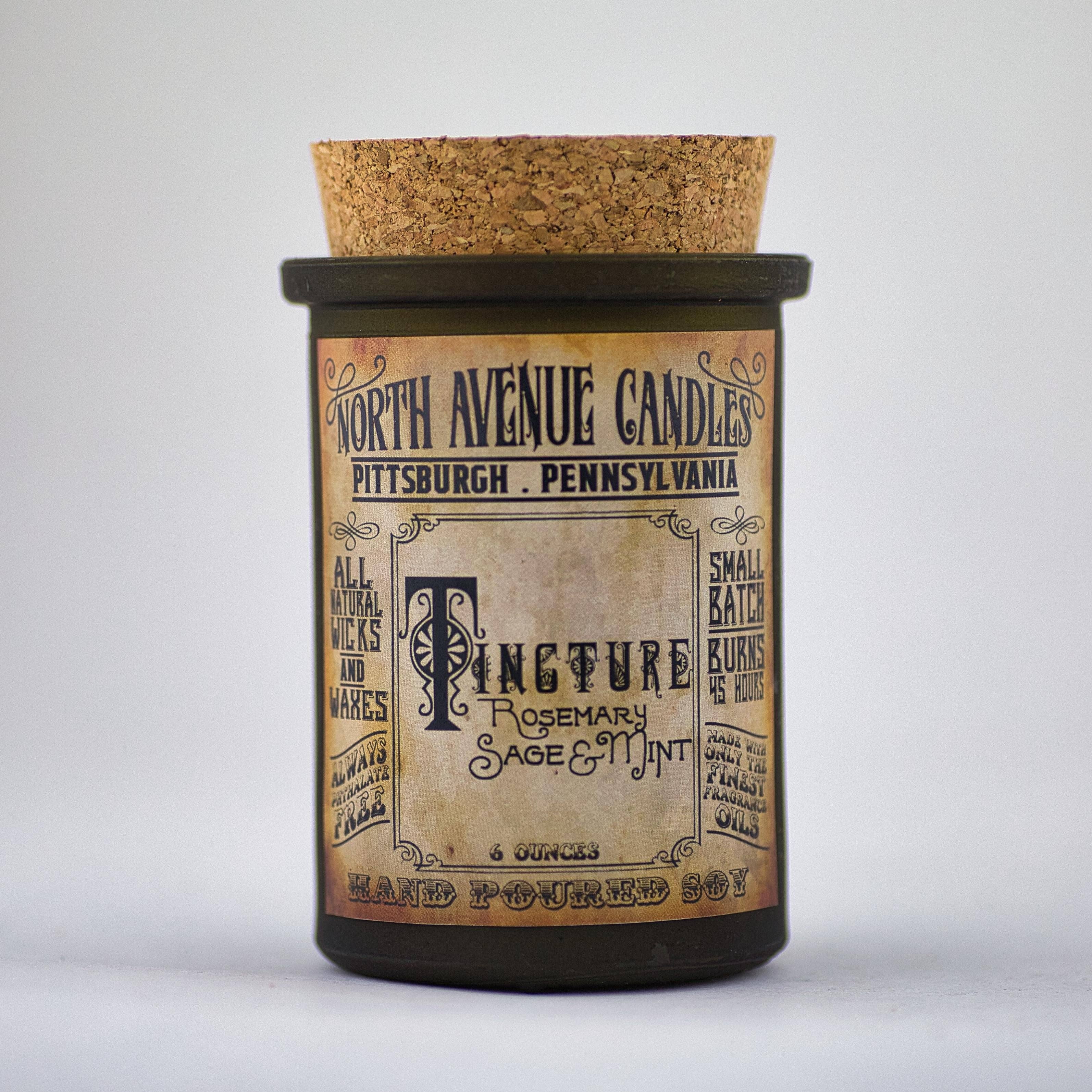 North Ave Candles - Vente Bougie en bocal - L'apothicaire/Teinture/Romarin, Menthe, + Sauge