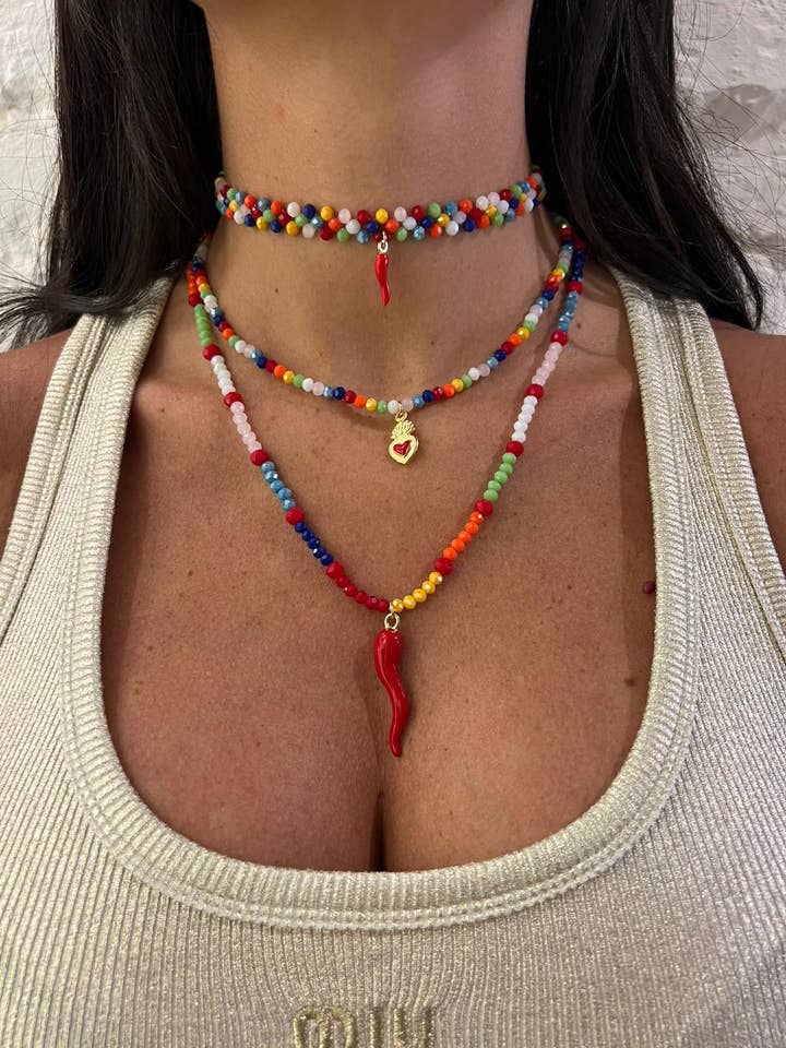 set of multicolored lucky charm necklaces for wholesale by DITTA Alessandra Avallone