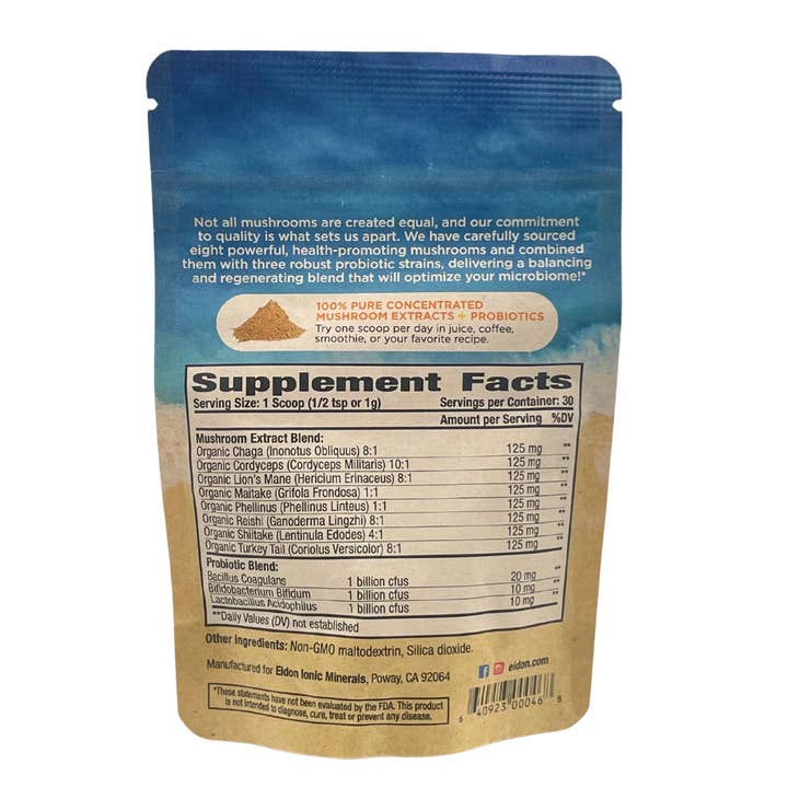 Eidon Ionic Minerals - Wholesale Protein/Superfood Powder - SuperBiome Mushroom Probiotic Powder
