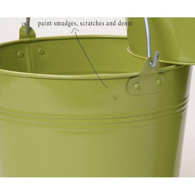 Buhi Imports - Wholesale Plant pot - 8 inpainted diameter pail with wood handle* IMPERFECTIONS6