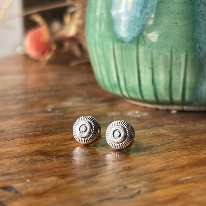 Celtic Radial Sun Minimalist Sterling Silver Stud Earrings for wholesale by The Dwelling Gem