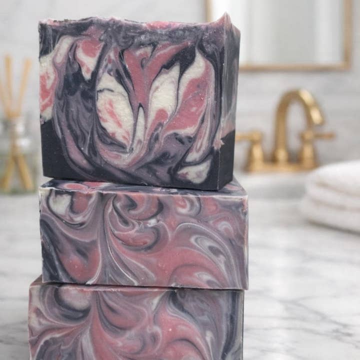 Black Raspberry Vanilla Goat Milk & Charcoal Soap for wholesale by Daisy Chain Farm