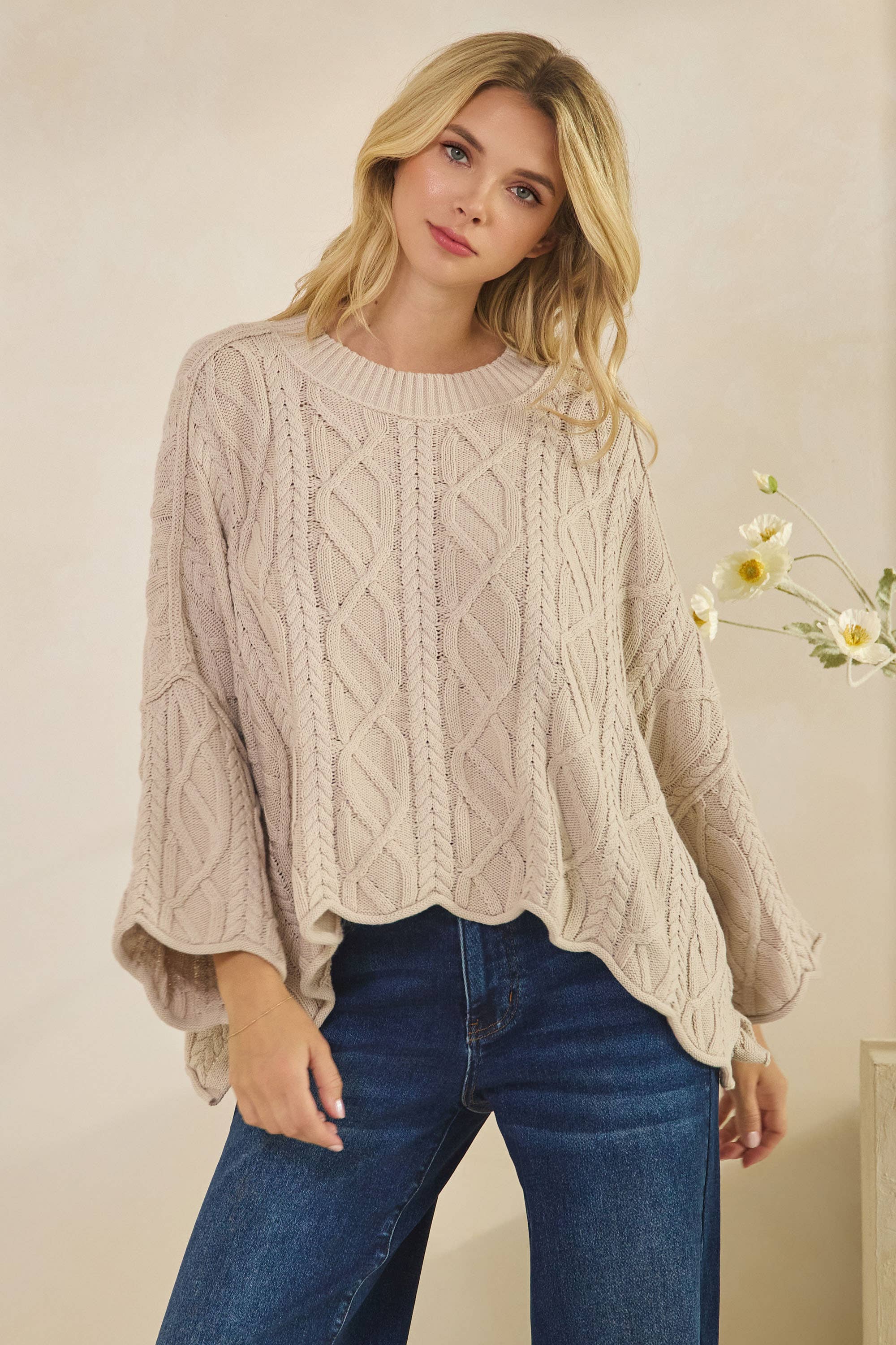 Tres Bien, Inc - Wholesale Knit Sweater - Women's - IT-10101-knitted sailors knot round neck l/s sweater10