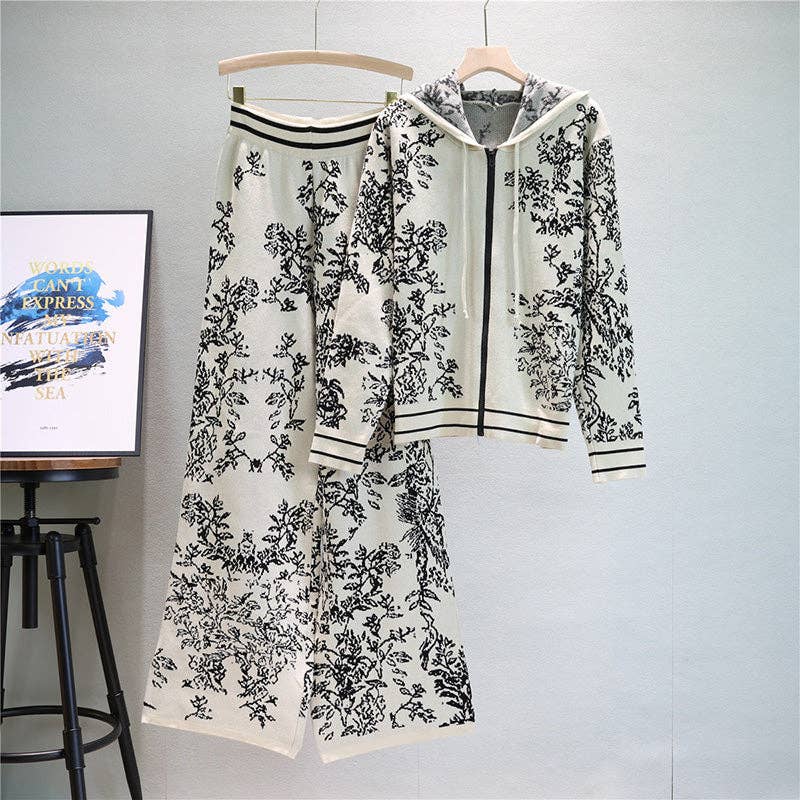 safistyle - Wholesale Lounge Set - Women's - Floral Hoodie and Wide-Leg Pants Set1