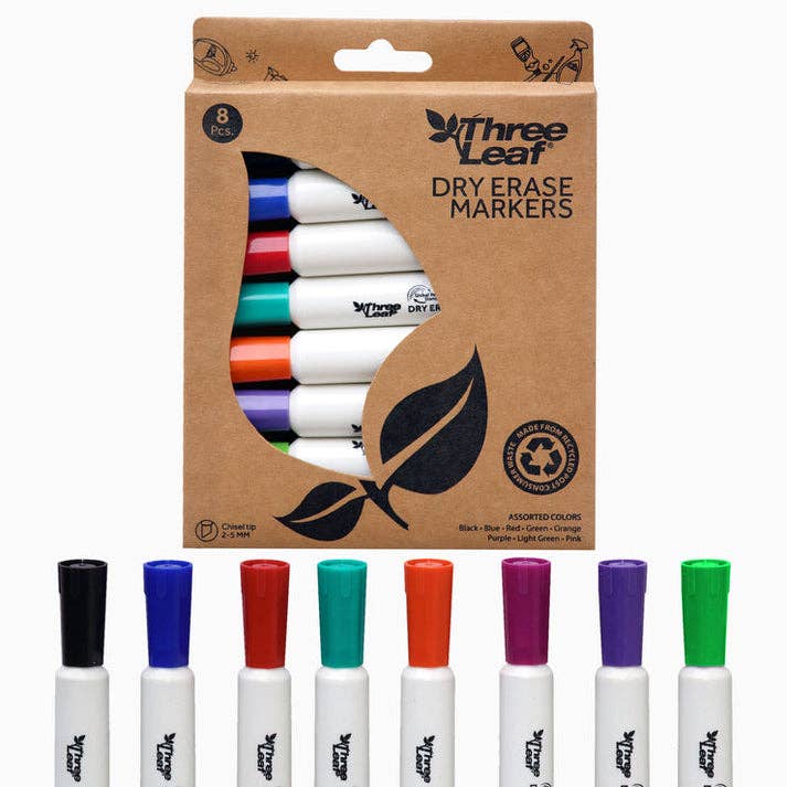 Dreiblättriger, trocken abwischbarer Marker, 8 Stück , Packung mit 72 Stück, verschiedene Farben für den Großhandel von Three Leaf Products