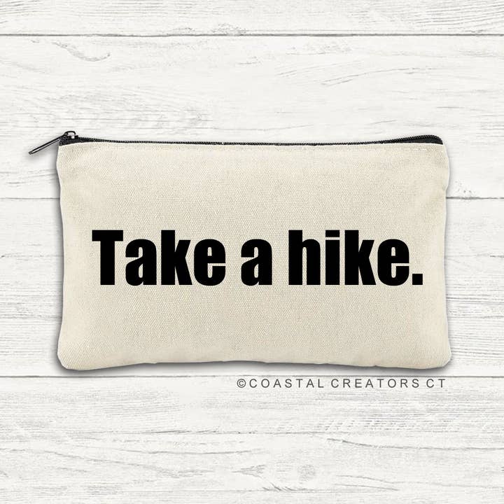 Take a Hike Multi-Use Canvas Zipper Storage Pouch for wholesale by Coastal Creators of Connecticut