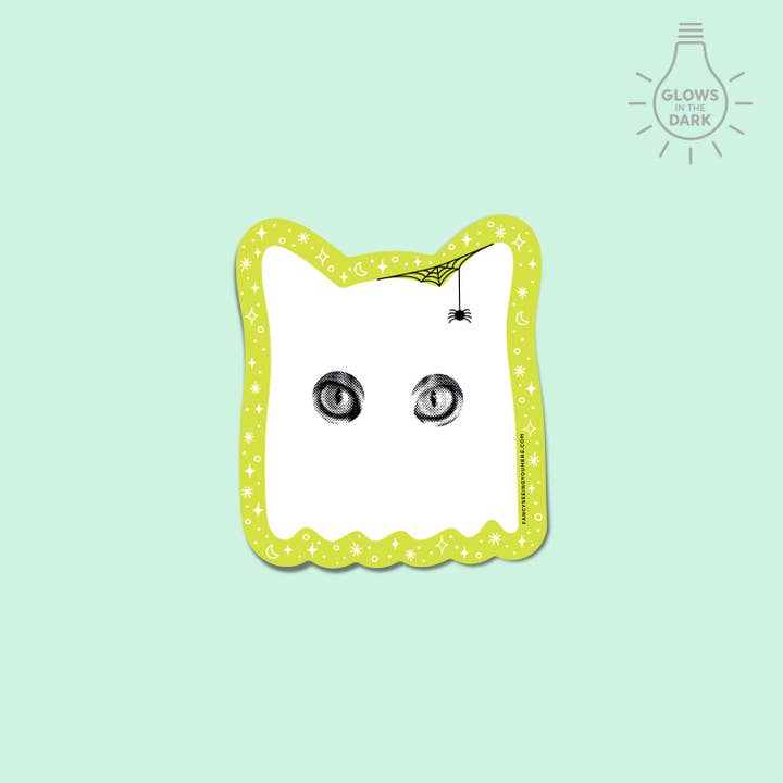 Halloween Ghost Cat Glow-In-The-Dark Sticker for wholesale by Fancy Seeing You Here