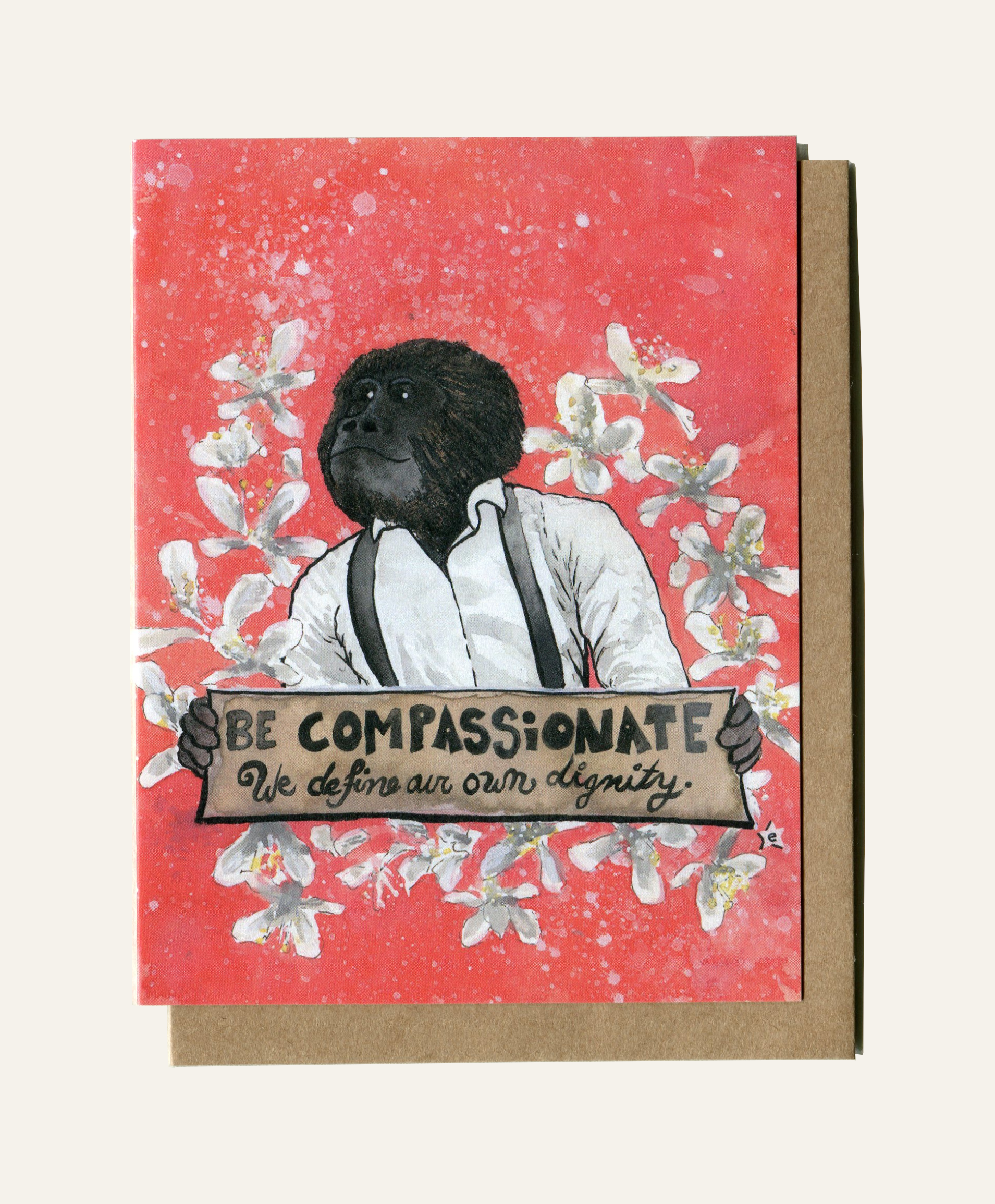 Darling Illustrations - Wholesale Friendship Card - Gorilla, Endangered Animal Series - Greeting Card0