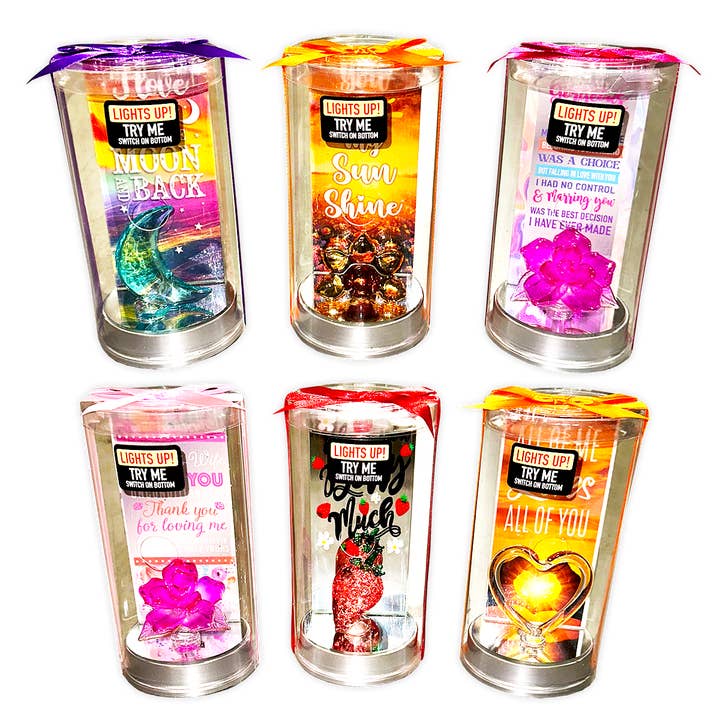 Love Light Up Glass Keepsake Assortment- 36/Pack for wholesale by Novelty Closeout